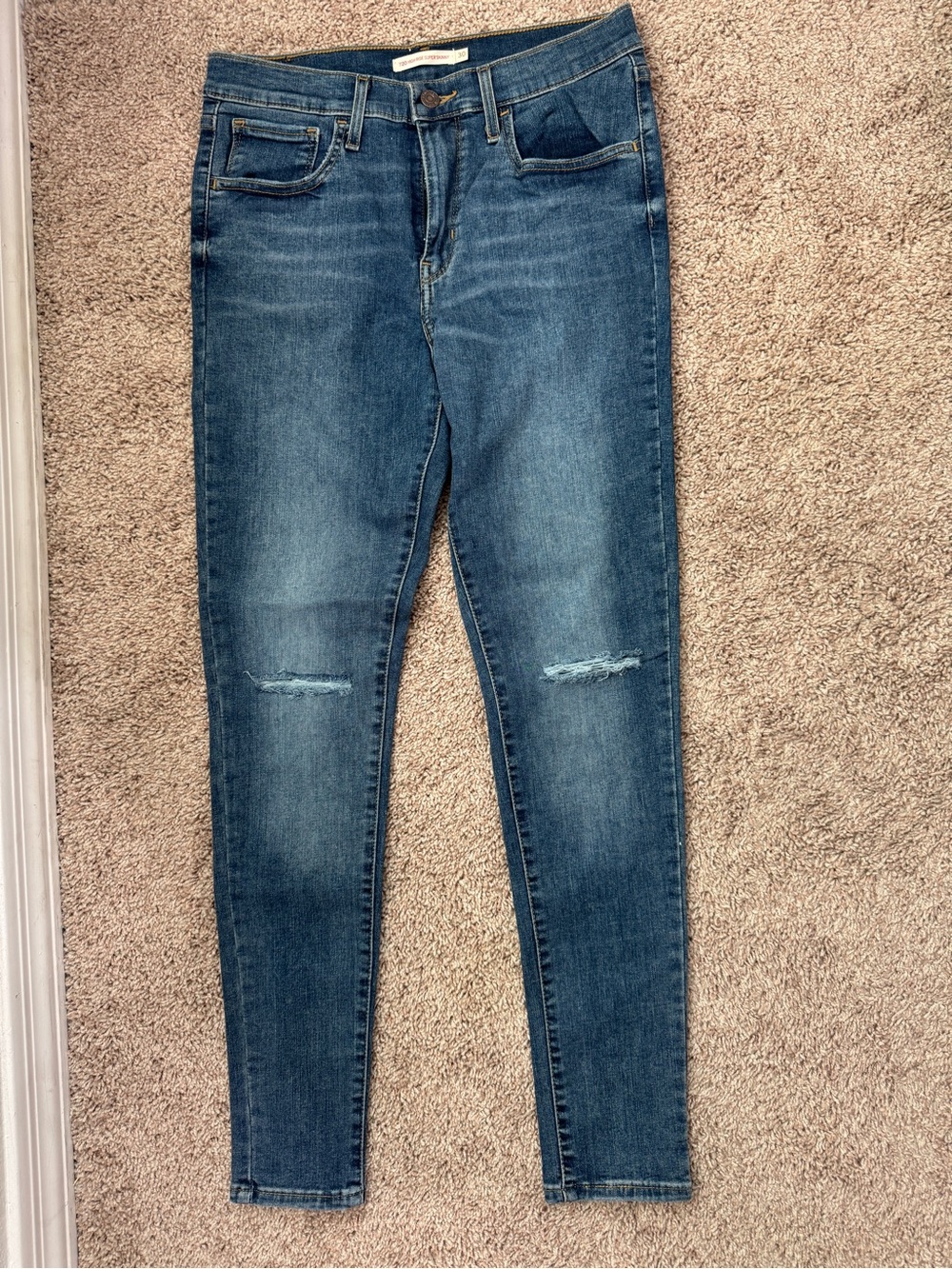 Signature by Levi Strauss Dark Blue Distressed Skinny Jeans